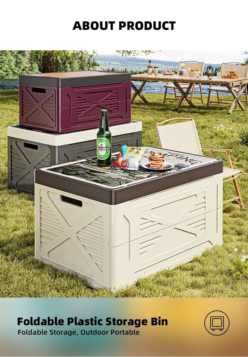 50l camping storage box collapsible trunk organizer foldable car storage box with handle-2