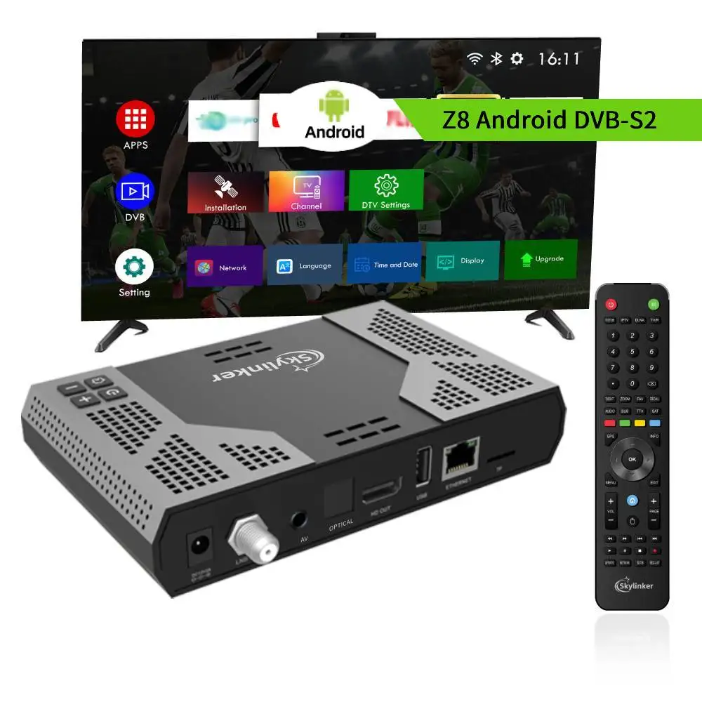 Z8 4k Android DVB-S2 Hybrid TV Box 5G Wifi 2+16GB Android OTT +DVB-S/S2  H.265 HEVC FTA Decoder Digital Satellite TV Receiver