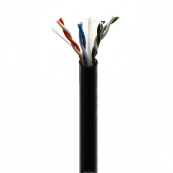 CAT6A U/UTP 23AWG PE Outdoor Direct Burial Ethernet Cable Unshielded Solid Bare Copper AWG 23 Black