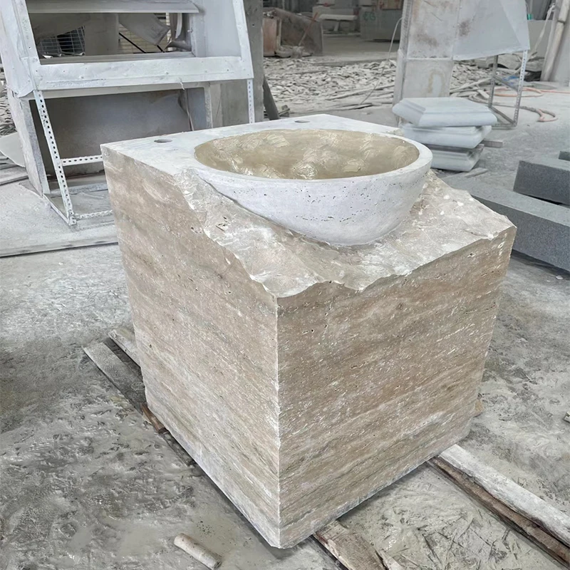 product modern natural stone travertine hand washing sink honed lime stone washbasin for bathroom toilet and kitchen for villas-2