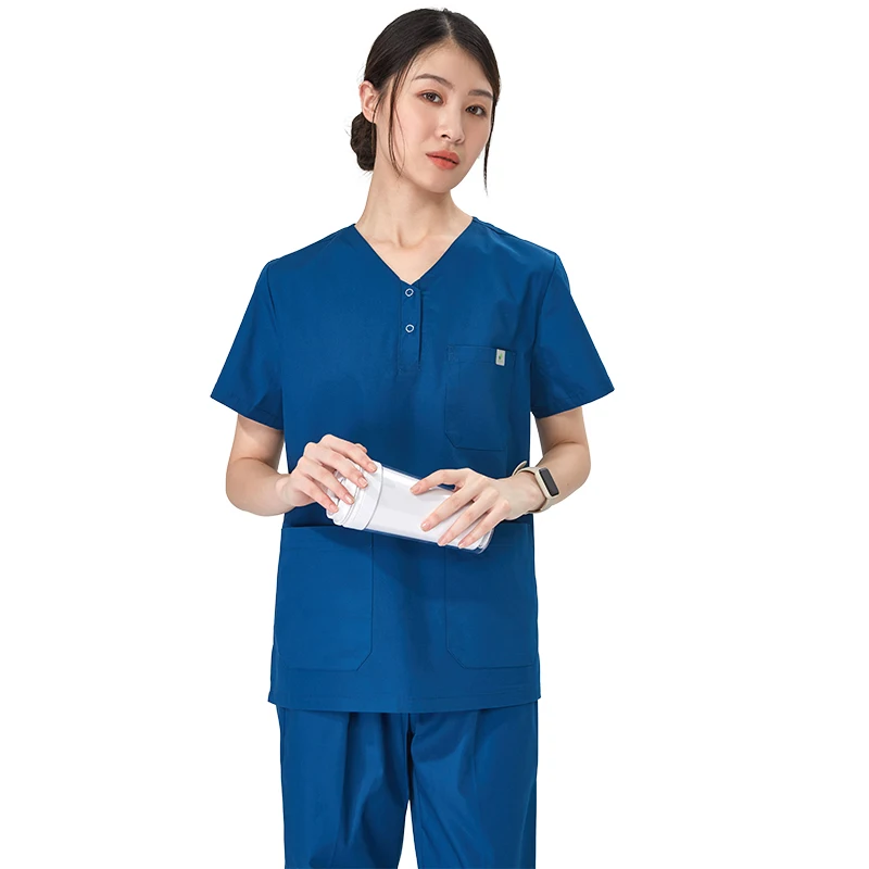 Couleur unie Soins Infirmiers Gommages Femmes Hôpital Uniformes