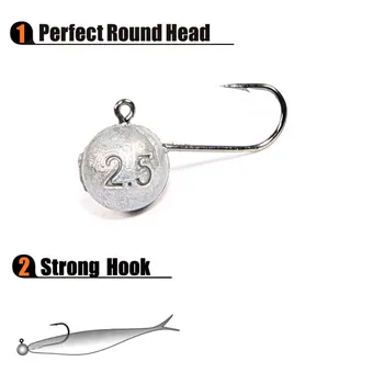 10-Piece Micro Lead Head Hooks Set for Bass Fishing Anti-Snagging Lure Hooks with Soft Bait Ocean Beach Use – Soft Lure – view 4