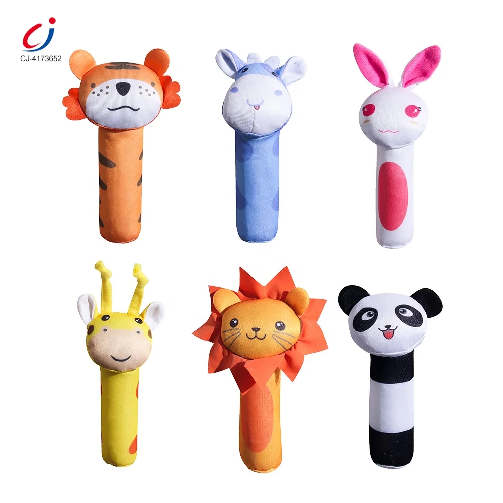 Chengji Hot Selling Infant Soft Rattles Hand Shaker Plush Rattle Toys Cartoon Animals Design Baby Toy Bb Stick