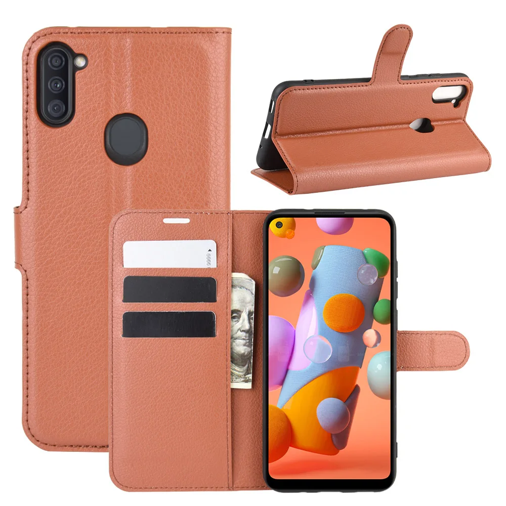 Premium Leather Phone Case For Samsung A11 M11, Shockproof