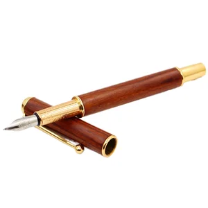 Factory Wholesale Mahogany Brass Fountain Pen Diamond Head 0.5mm Writing Width Stainless Steel Promotional Business Gift Box