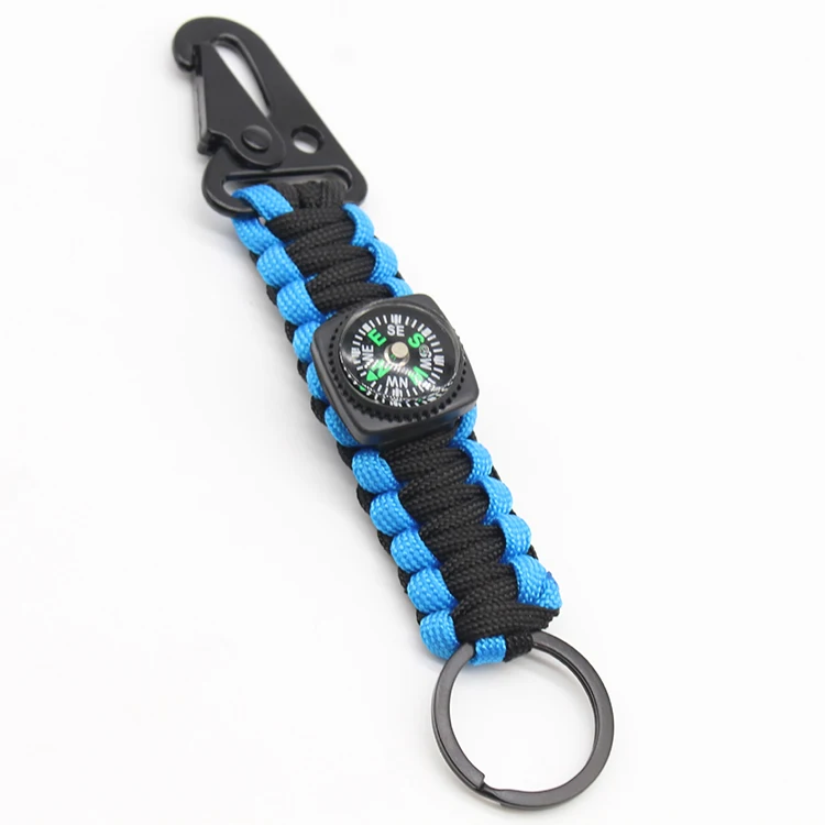 Outdoor Paracord Keychain with Carabiner and Compass