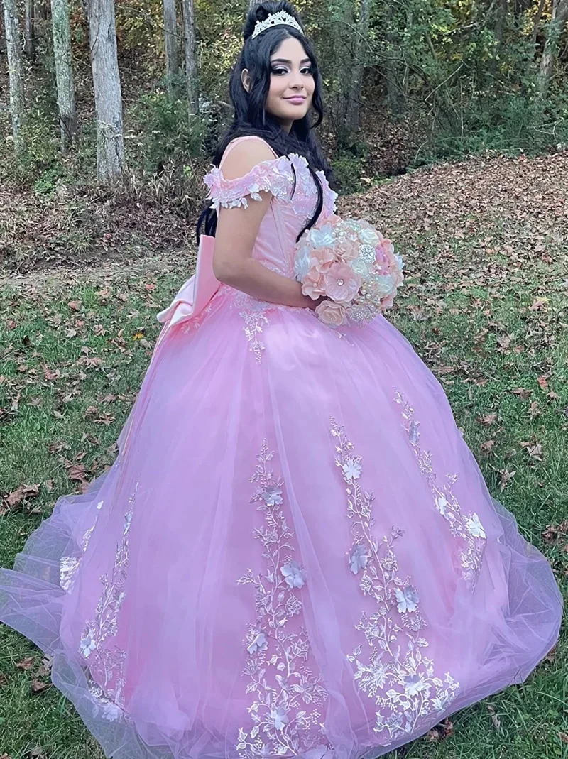 Pink Blue Green Tulle Quinceanera Dresses Ball Gown Birthday Party Dress Lace up Graduation Gown Vestidos Pink Blue Green Tulle Quinceanera Dresses Ball Gown Birthday Party Dress Lace up Graduation Gown Vestidos