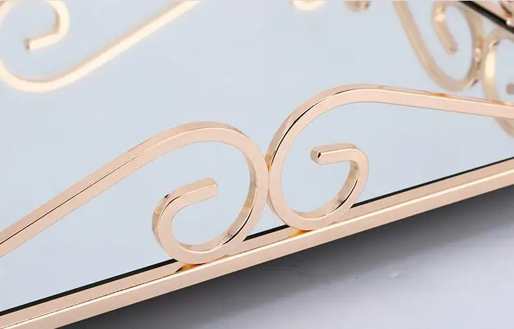 Glass Mirror Vanity Makeup Tray Ornate Jewelry Trinket Tray Organizer Cosmetic Perfume Tray Home Decor Dresser Bathroom Storage