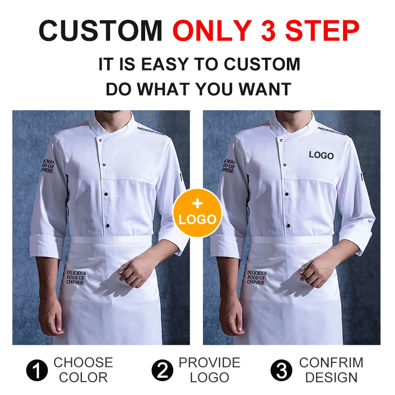 European Design Chef Uniform Wholesale Chef Coat Kitchen Workwear Restaurant Uniforms Arabic Long Sleeve Chef Jacket