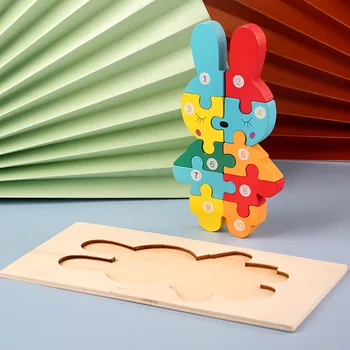 Wholesale 3D animal wooden puzzle Cartoon Dinosaur Puzzle POP DIY gift early educational toys for kids, boys and girls