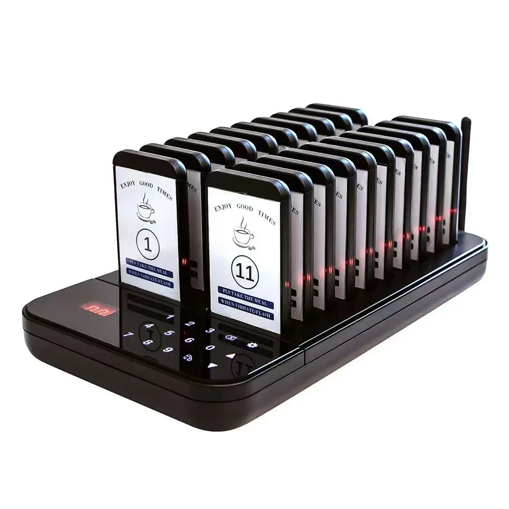 The Buzzer for Customers and Waiters in Restaurants and Cafes Vibrates, and the Unmanned Unlimited Calling System Pager Is Used