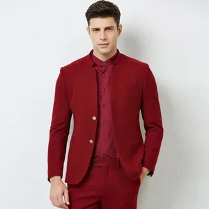 Men's High Quality Single Breasted Slim Haute Couture Red Suit Jacket Direct Production from Supplier for Weddings