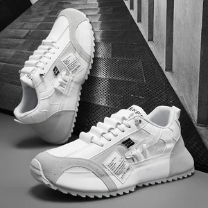 Wholesale Daily Outdoor Walking Styles Shoes with Mesh Lining Design Thick Soled Height Increasing Shoes Man Running Sneakers
