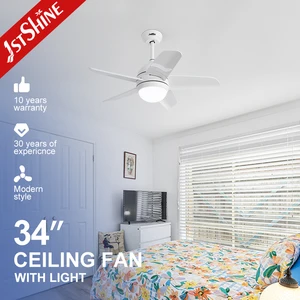 1stshine LED Ceiling Fan 110v White Color OEM ABS Blades DC Copper 34 Inches Ceiling Fan with LED Light