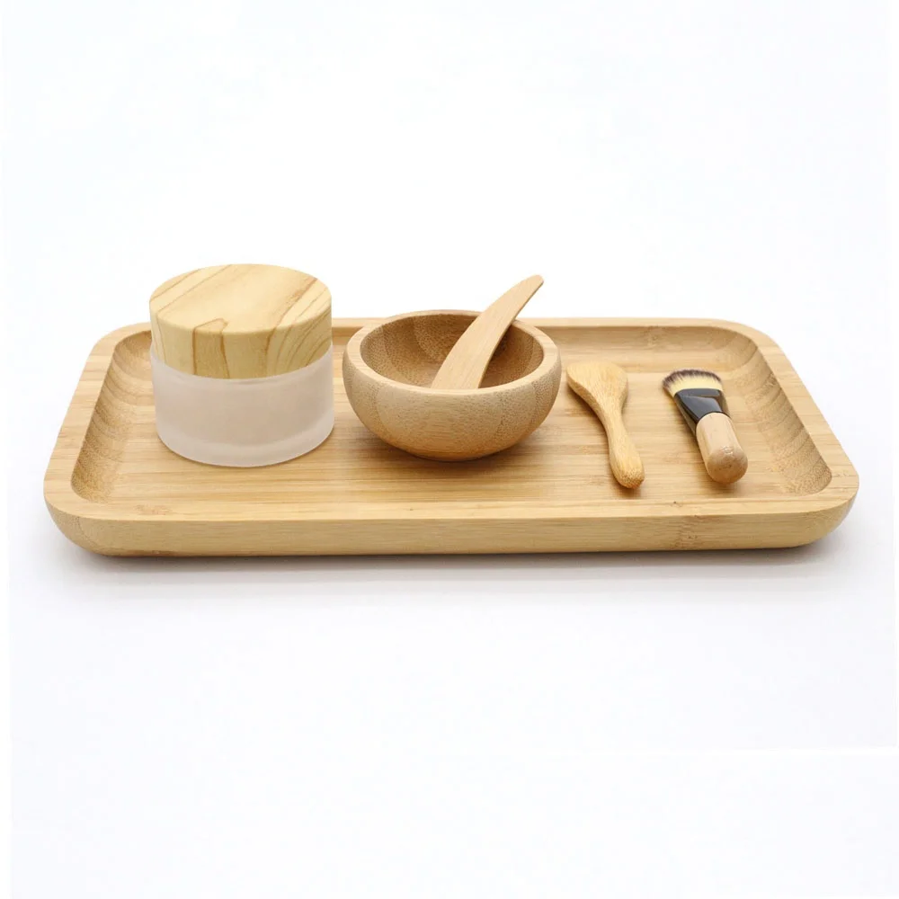 Набор бамбуковых тарелок для маски для лица «сделай сам», набор для смешивания глиняной маски для лица «сделай сам» с кистями и чашей, бутылка для крема, лезвие, ложка, 5 упаковок