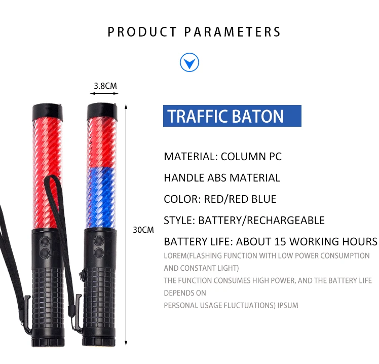 PVC Led Road Traffic Control Baton 30cm Led Traffic Baton Whistle LED Traffic Wands