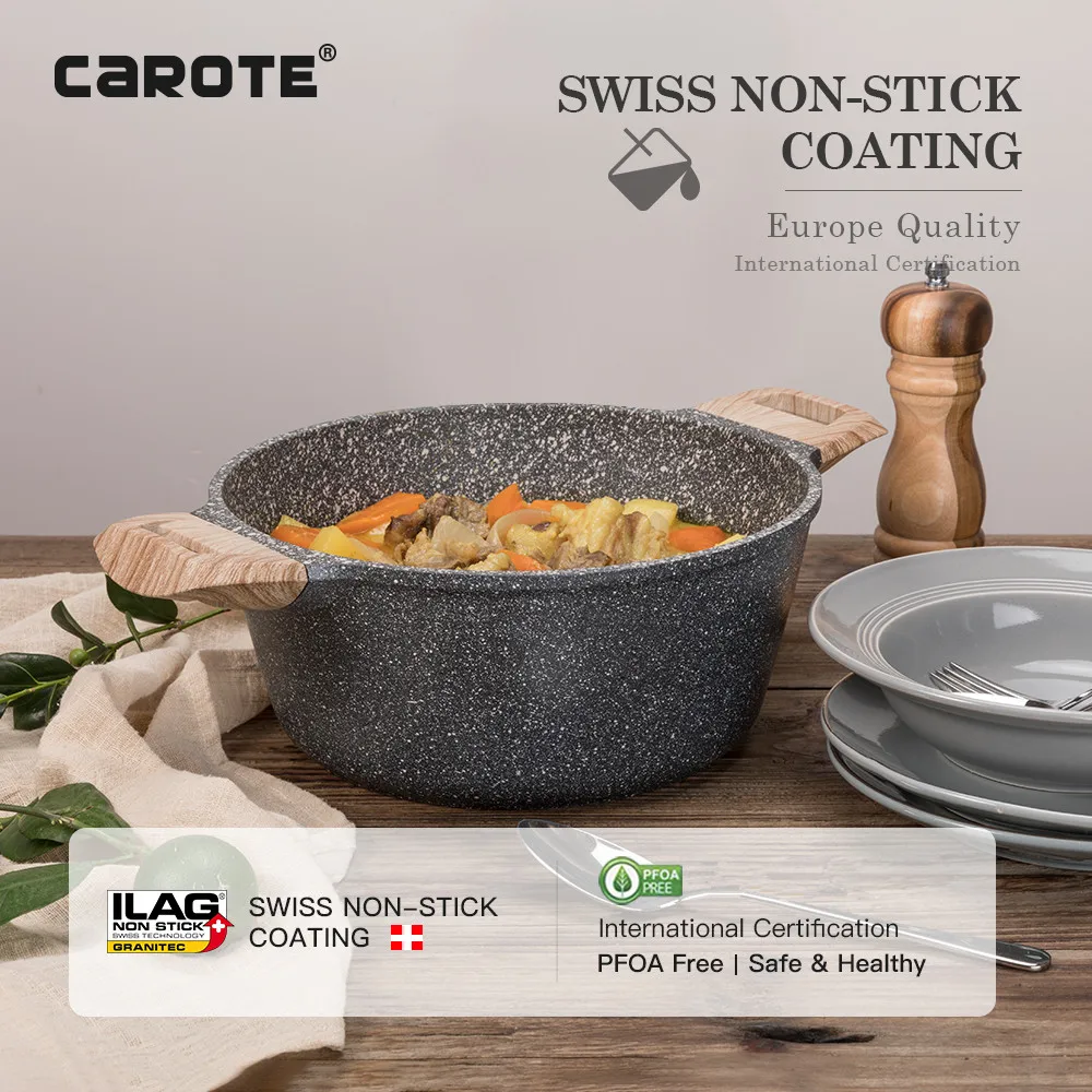  CAROTE 6 Qt Nonstick Stock Pot Soup Pot,Granite