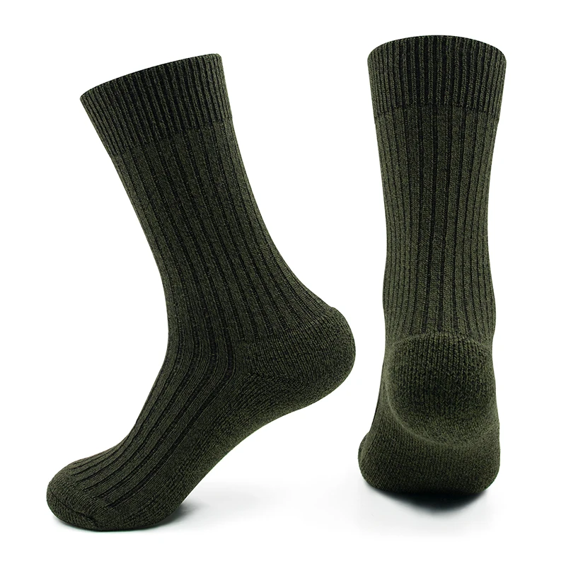Zhongde Winter Warm Lightweight Hiking Knitted Men Custom Logo Thermal Thick Anti-Slip Crew Compression Merino Wool Socks