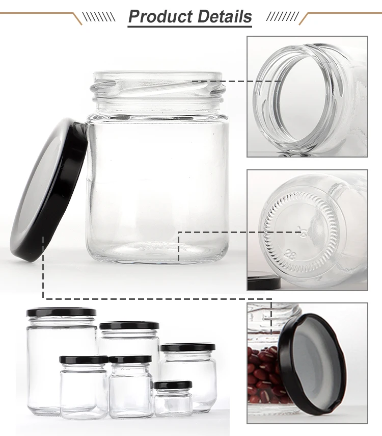 100ml 150ml 200ml Small Round Glass Jam Jars Glass With Lid Storage Jar