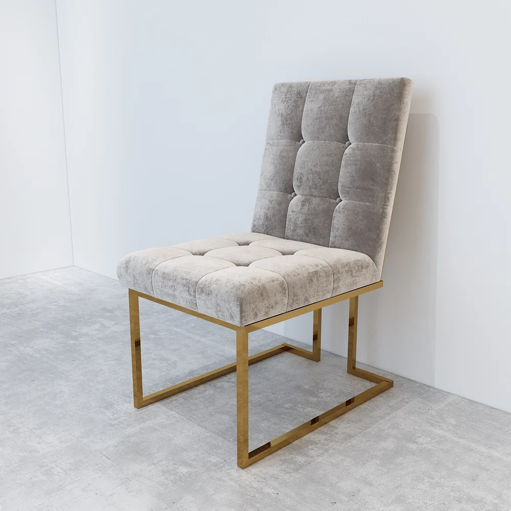 velet upholstery gold steel frame dining chair