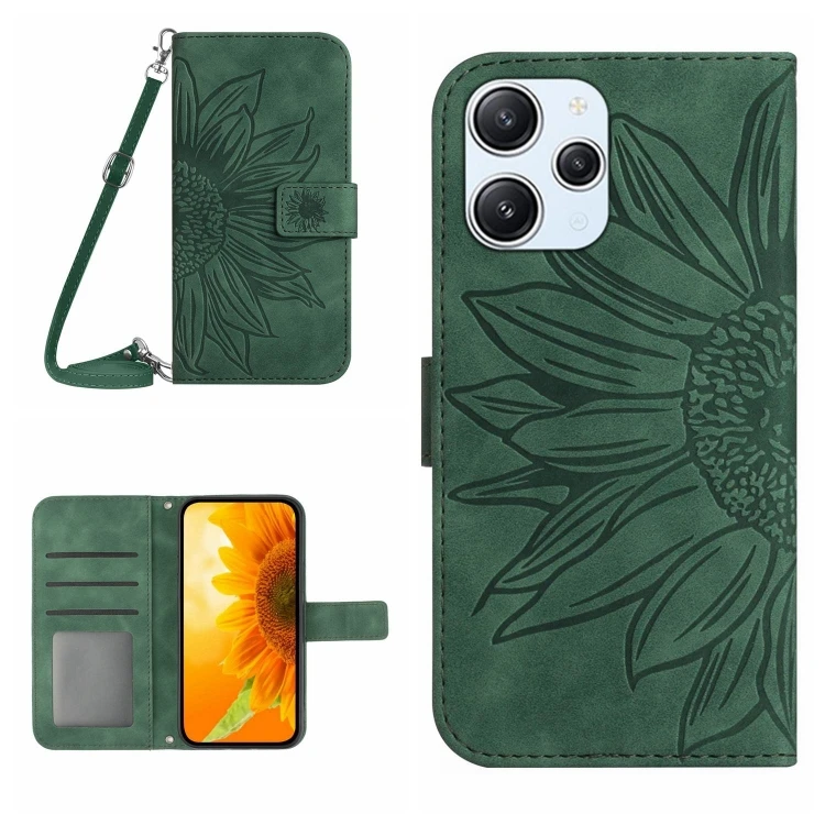 Capa de telemóvel flip em pele com girassol e relevo design_voghion.com