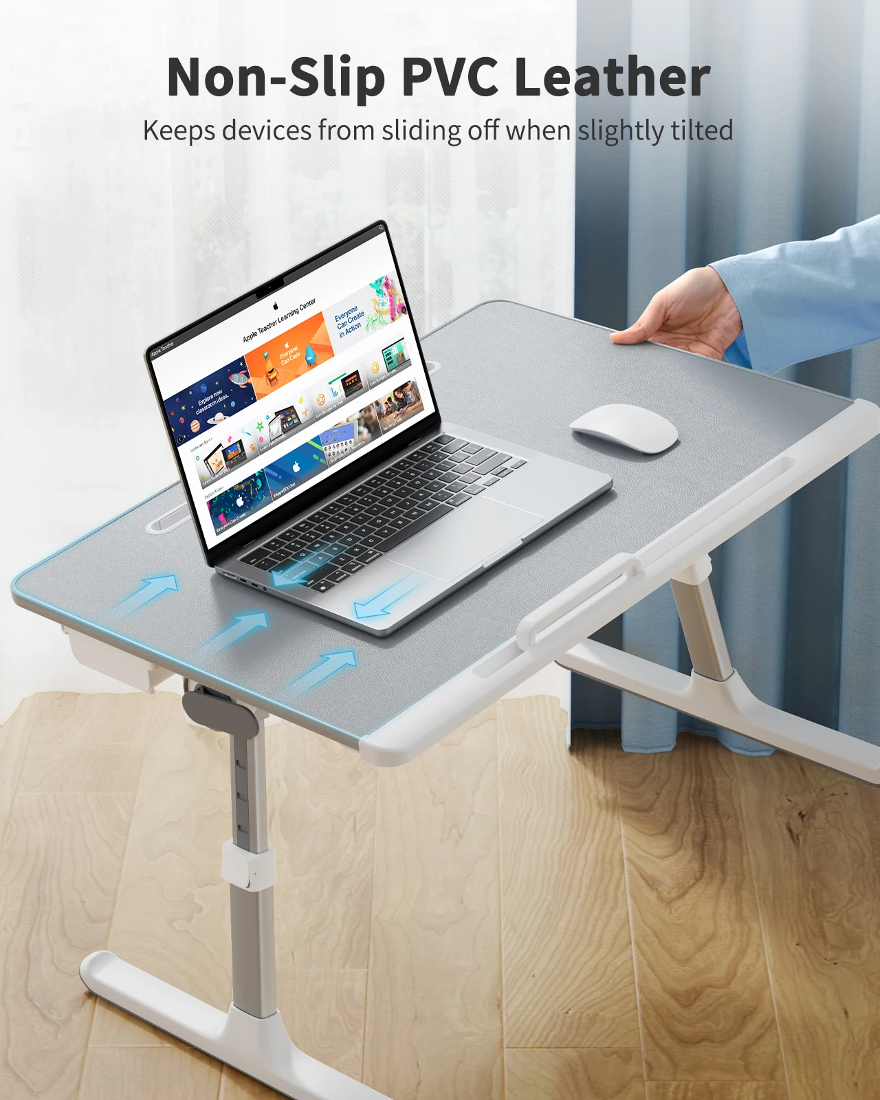 Foldable Stable Study Desk  Ergonimic Laptop Bed Table with Storage Drawer and Bookstand Adjustable Standing Desk