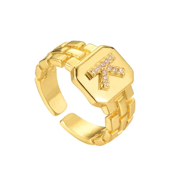 Fashionable luxurious 26 letter ring adjustable.gift for women