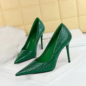 Latest Point Toe Stiletto Pumps Slip on High Heel Women Shoes