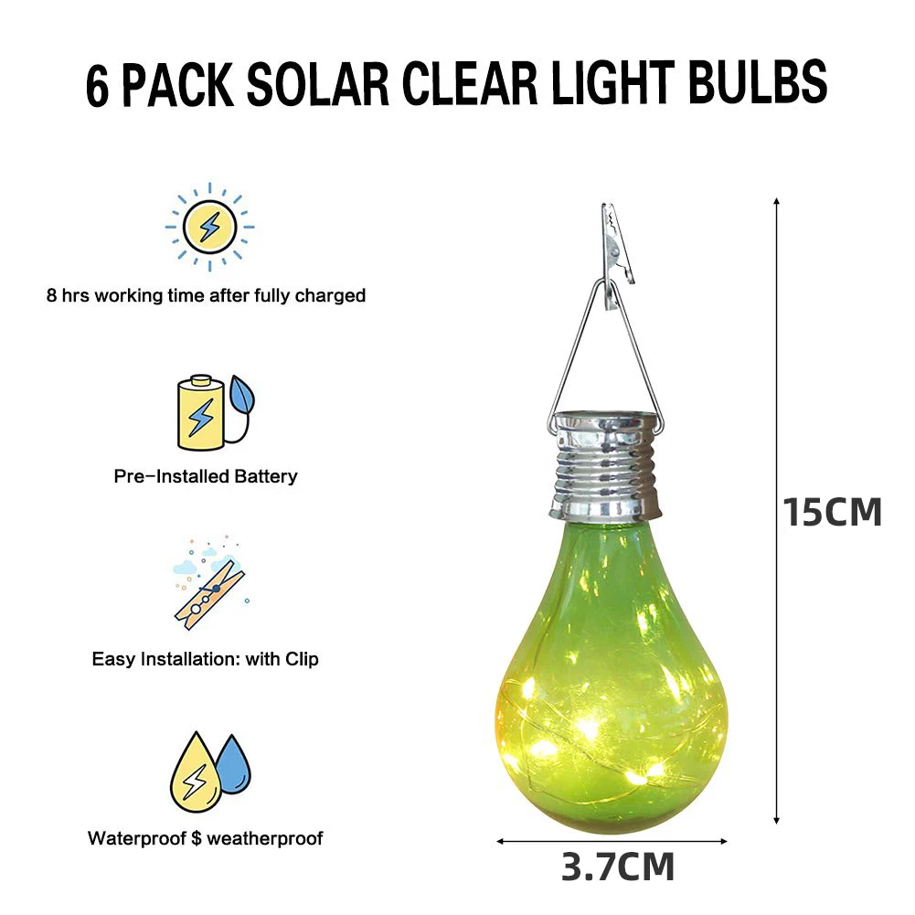 Solar Light Bulbs Outdoor Waterproof Garden Hanging LED Light Lamp Bulb Globe Lights for Home Yard Party Holiday Decorations supplier