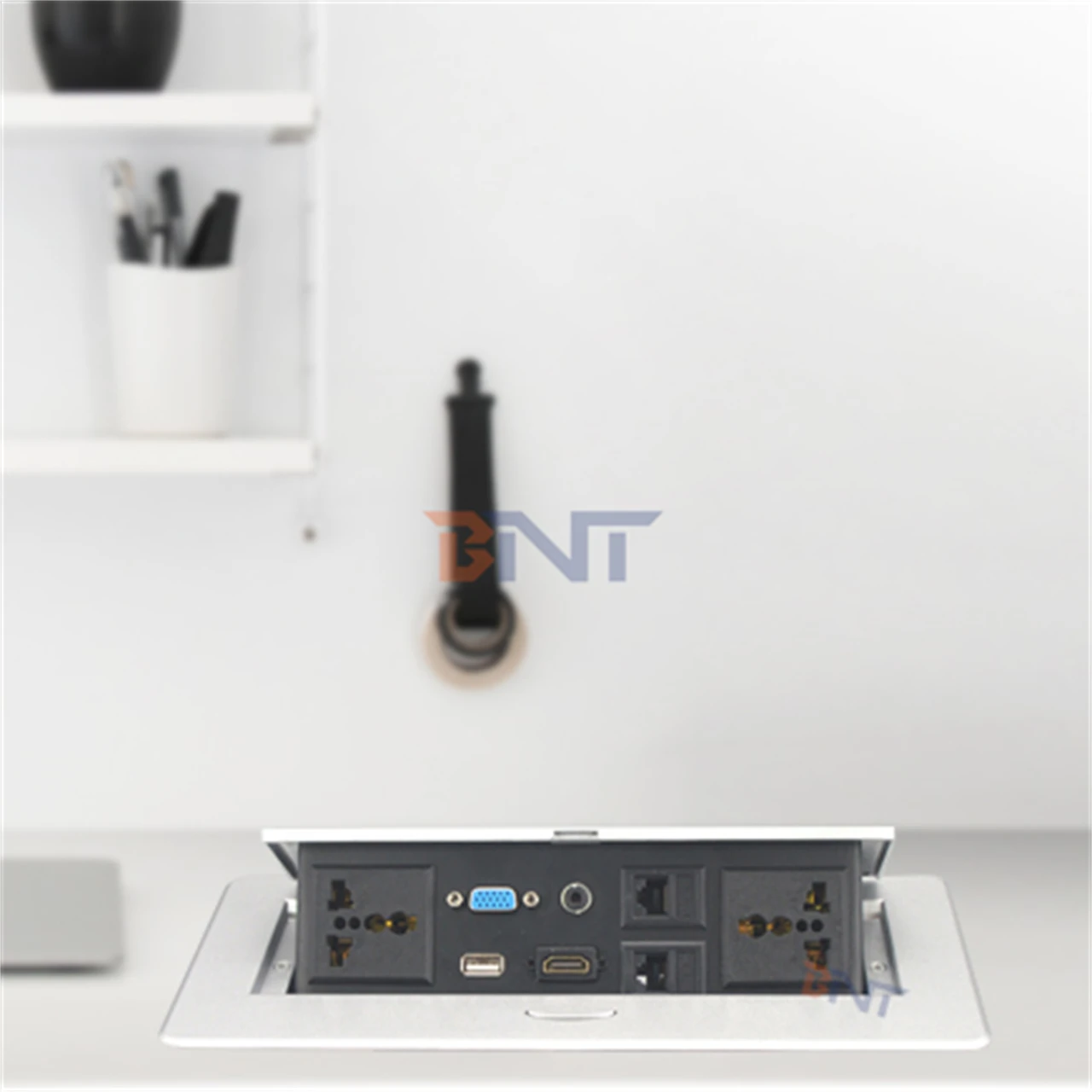 Recessed Office Meeting Table Pop up Desk Power Socket Outlet Zinc Alloy Tabletop Socket With Ce 30cm Wires USB Connector