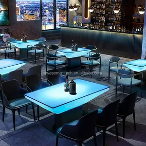 Oblong Glowing Table with Multi-Colored Lights and Pub Table for Kitchen Parties Led Coffee Table