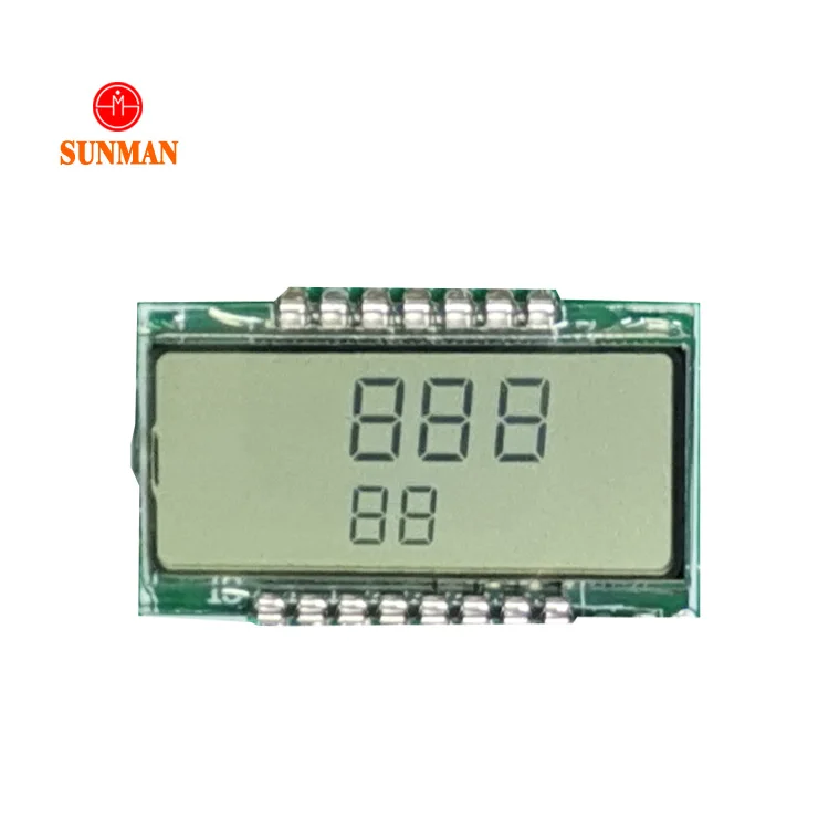 Very small programmable smart transparent transflective pin monochrome alphanumeric 5 digit thermostat 7 segments tn lcd display