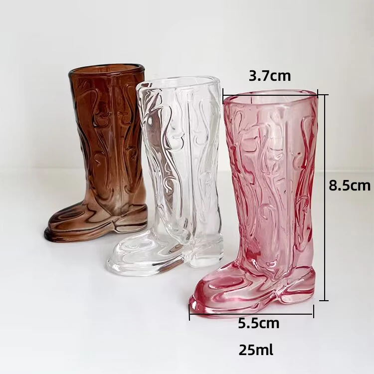 Wholesale Eco-Friendly Novelty Mini Crystal Cowboy Glass Boot Shot Glass Colorful  Small Boot Shaped Shot Glasses