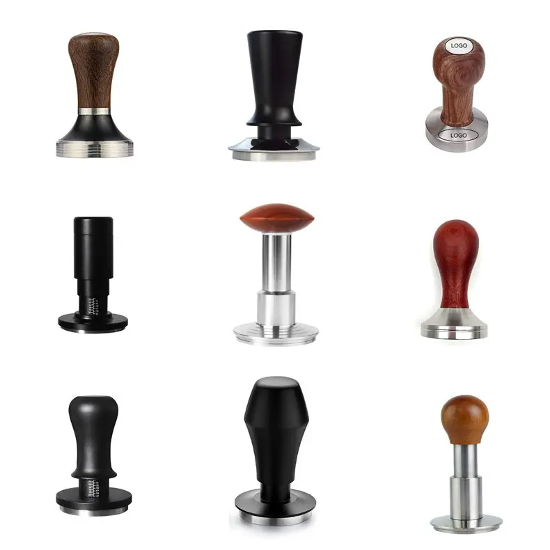 Custom Logo 51 53 58mm Espresso Elastic Force Coffee Tamper Calibrated Coffee Tamper Tool with Spring Loaded Hand Tamper factory