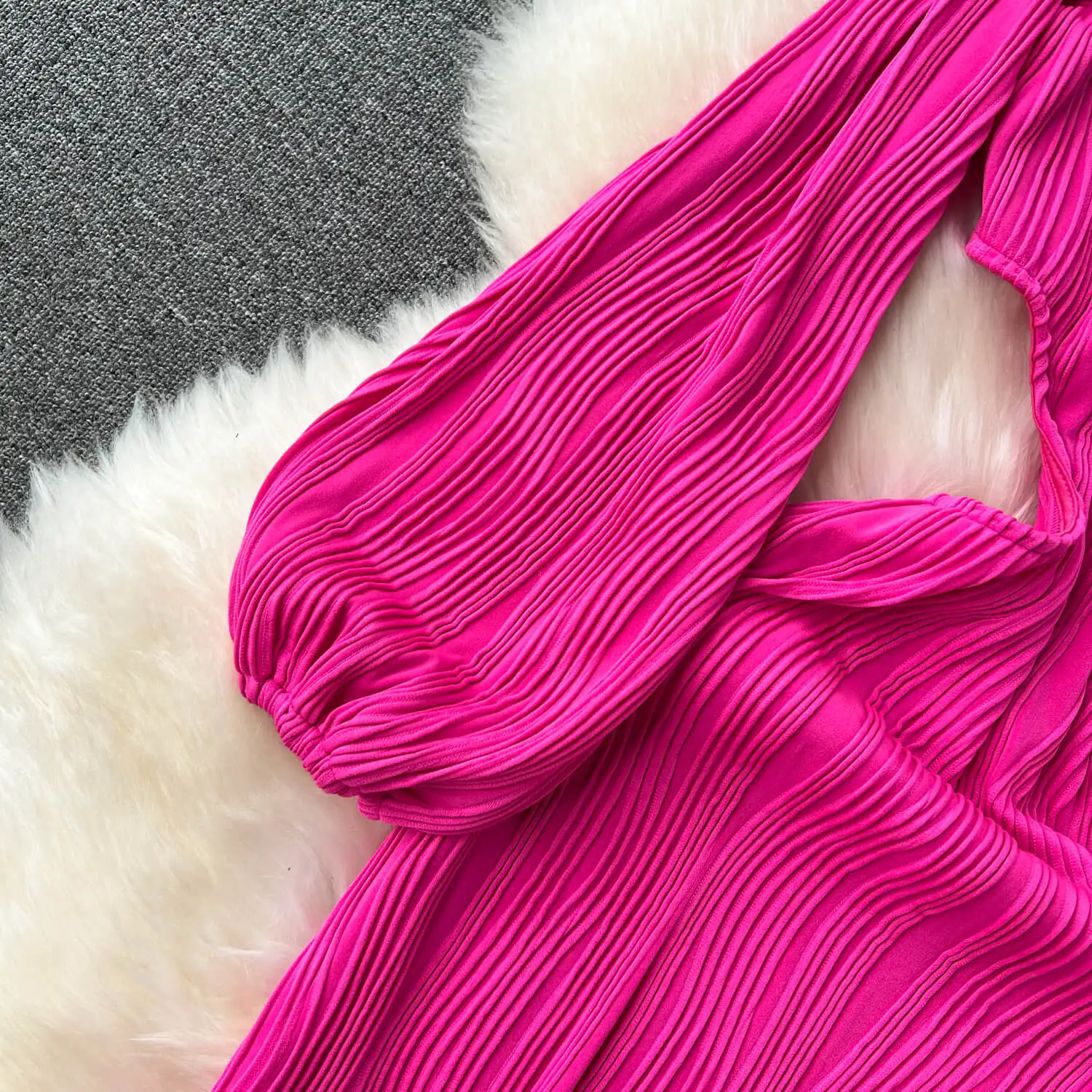 Highend Refined Temperament Oblique Neckline Offtheshoulder Waist