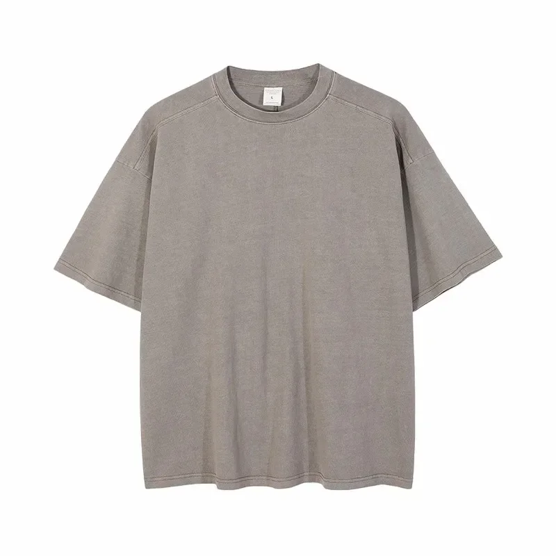 Make Old Double Stitching Washing Custom Blank Short Sleeve Oversized 100% Cotton 250 Gsm Vintage Acid Washed T Shirt Men
