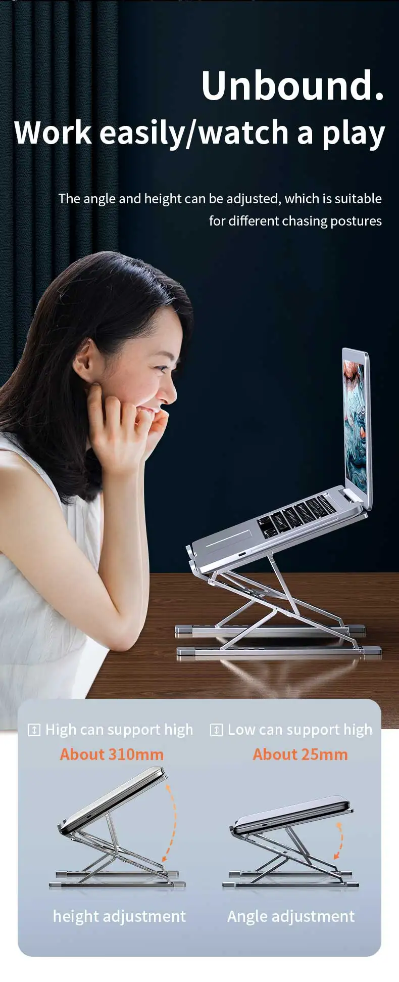 New Arrivals Aluminum Laptop Stand for Office Desk Extension