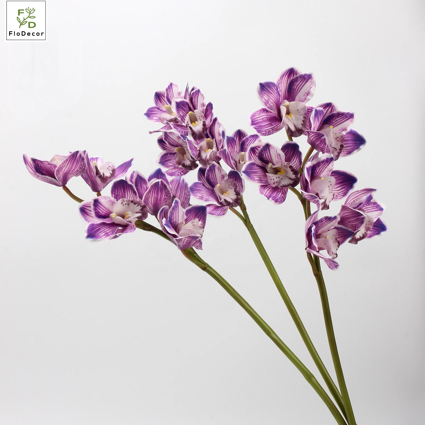High Quality 6 Heads Artificial Cymbidium 68CM Orchid Real Touch Flower for Shopping Mall Home Decoration