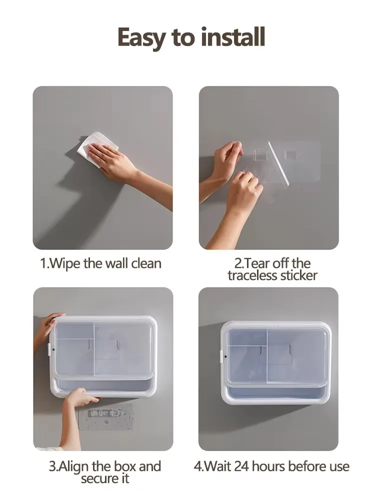 Large Capacity Waterproof & Dustproof Transparent Plastic Storage Box for Bathroom & Kitchen Wall for Organization & Aesthetics manufacture