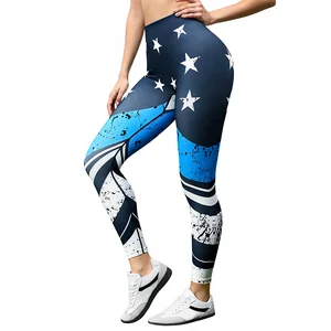 Customized Women's  Yoga Pants Seamless Printed Design High Elastic Breathable Tummy Control Leggings Sports Wear
