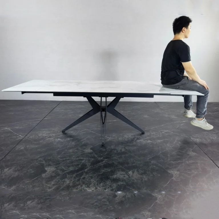 Foshan Carberry Functional Dining Table Set Restaurant Extendable Table With White Porcelain Table Top