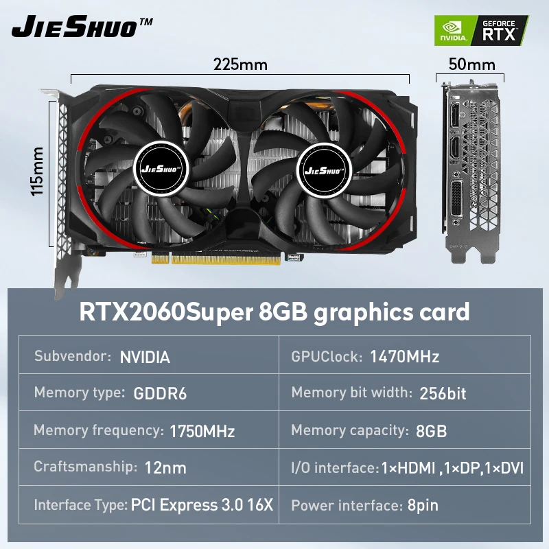 Jieshuo 100% New Rtx 2060 Super 8g Gtx 2060 Ti Placa De Video Geforce ...
