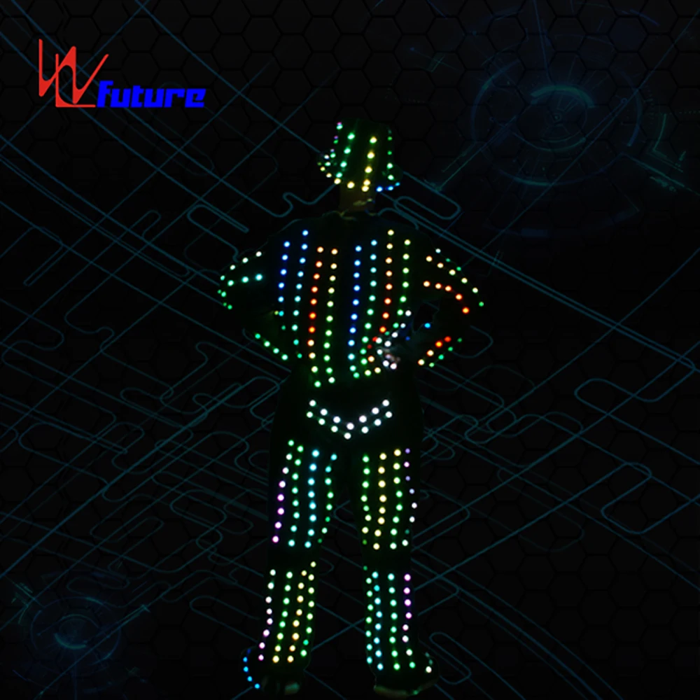 Full Color LED Programmable Tron Dance Suit Illuminated Performance Wear including Hatglasses Shoes for Halloween Party DJ
