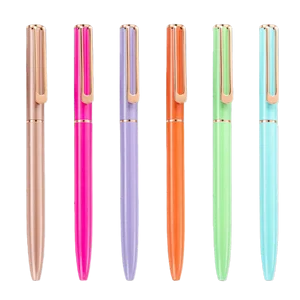 Candy Color Metal Promotional Ballpoint Pen with Laser Carving Custom Logo 1.0mm Black Ink Smooth Writing Rotating Tip