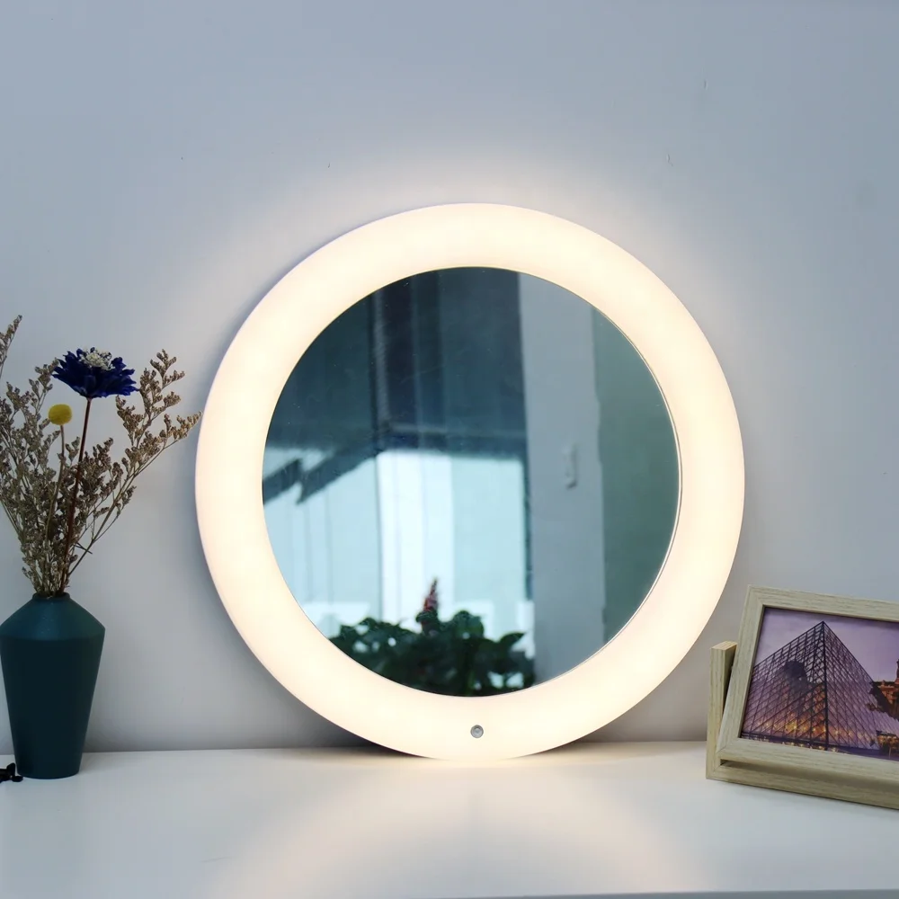 Trendecor Home Decor Led lamp Backlit Light up Art Edge Led lgiht, Battery Operated White Led Make up Mirror Wall ligh
