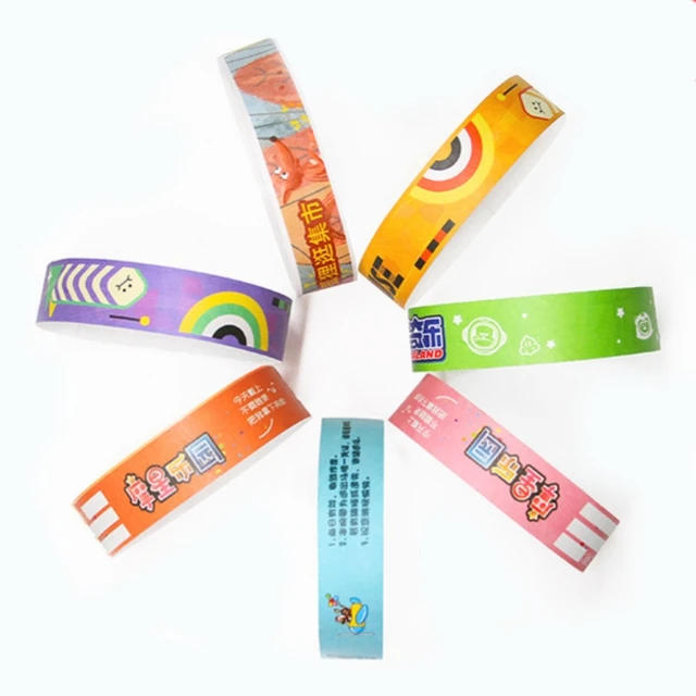 Customized disposable waterproof paper wristband anti-counterfeiting code label paper tape security ticket paper wristband