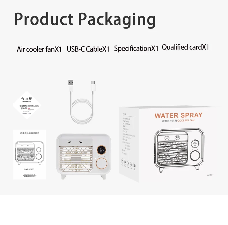 300ml Ice Water Cooler Fan 2000mah Desktop Portable Mini Cooling Fan ...