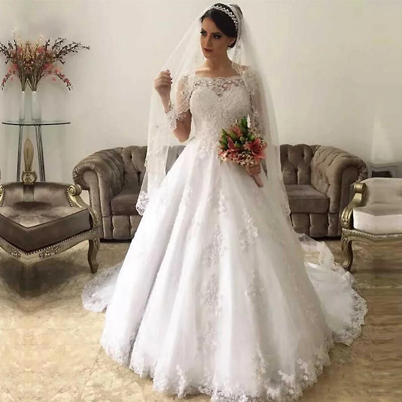 2021 Hot Selling Bridal Dress Fluffy Lace Wedding Dress Bride Gowns  Trailing Vestido De Noiva - China Wedding Dress and Trailing Dress price