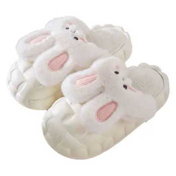 Wholesale Women's Kawaii Rabbit Slippers Winter Anti-Slippery New Thick Bottom Detachable Slippers Convenient Plastic Material