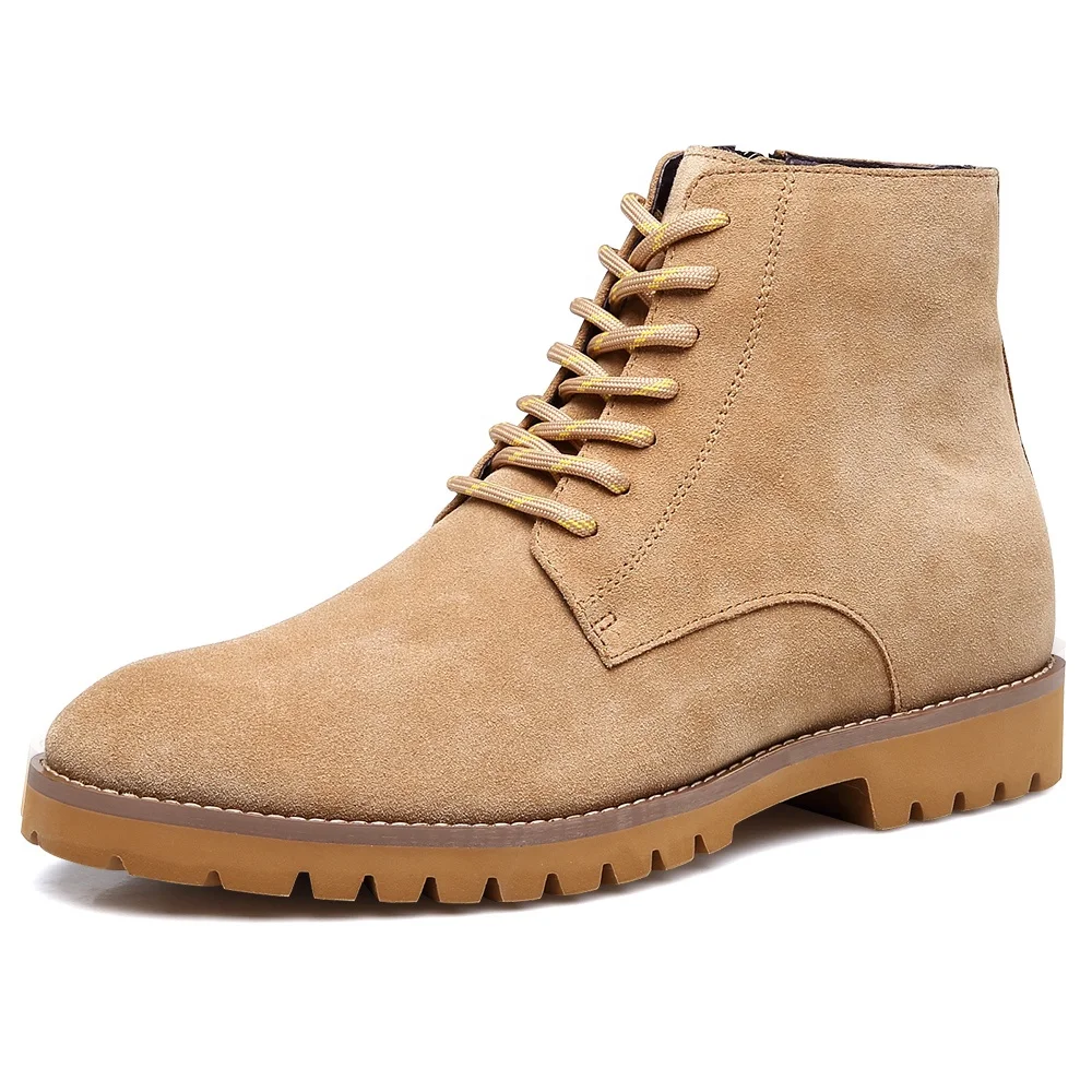 Custom Handmade Invisible Height Increasing 7cm Shoes Genuine Leather Outdoor Elevator Men Hiking Boots